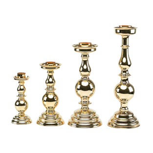 Candelero para cera lquida en metal dorado d...