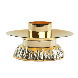 Candelero de fundicin dorado con plato Diam....