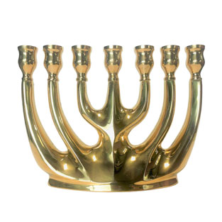 Candelabro hebreo de 7 brazos en latn pulido...