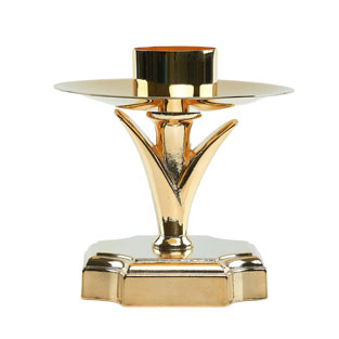 Candelero de base cuadrada en latn dorado, 1...
