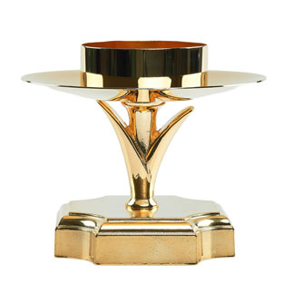 Candelero de base cuadrada en latn dorado, 1...