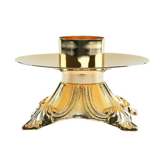 Candelero con base fundida en metal dorado, D...