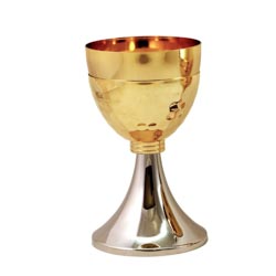 Cliz bicolor con copa martillada y base plat...