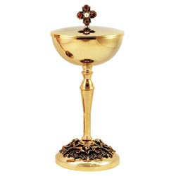 Copn en latn dorado con base ornamentada -...