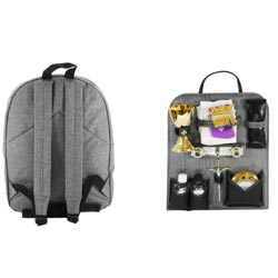 Mochila litrgica en tejido gris con interior...