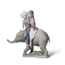 Nios hindes sobre elefante
