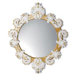 Espejo circular pequeo (blanco / oro)