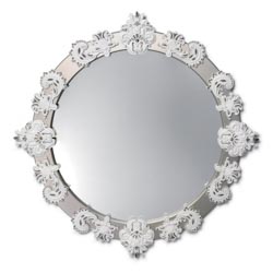 Espejo circular grande (blanco / plata)