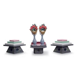 Mesas para dulces y flores de melocotn