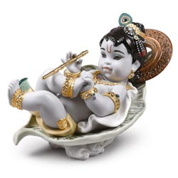 Krishna on leaf