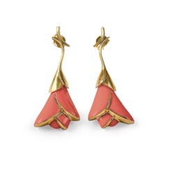 Pendientes cortos heliconia (coral)