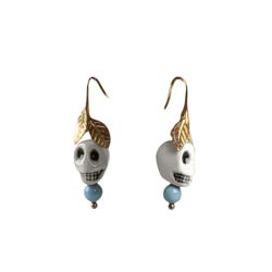 Pendientes calavera Frida Kahlo (blanco)