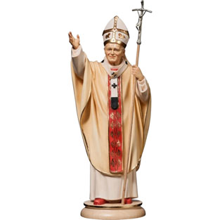 Imagen de San Juan Pablo II en talla de mader...