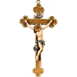 Cristo barroco en cruz barroca en talla de ma...