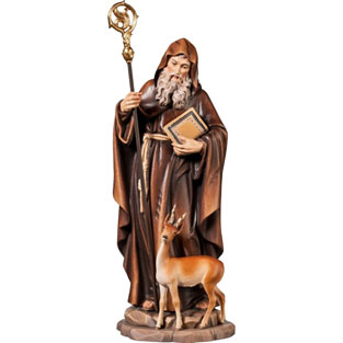 Imagen de San Gil Abad en talla de madera de ...