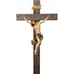 Cristo barroco en cruz madera vieja en talla ...