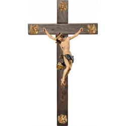 Cristo barroco en cruz madera vieja en talla ...