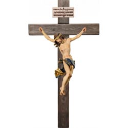 Cristo barroco en cruz en talla de madera de ...