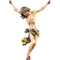 Cristo barroco con espinas en talla de madera...