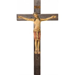 Cristo romnico en cruz madera vieja en talla...