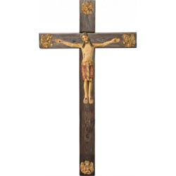 Cristo romnico en cruz madera en talla de ma...