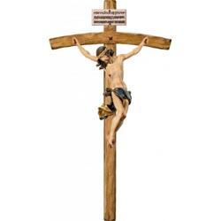 Cristo barroco en cruz en talla de madera de ...