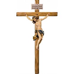 Cristo barroco en cruz en talla de madera de ...