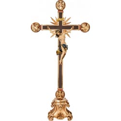 Cristo barroco en cruz en talla de madera de ...