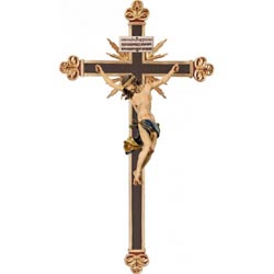 Cristo barroco en cruz en talla de madera de ...