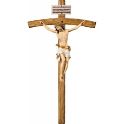 Cristo pisa en cruz arqueada en talla de made...