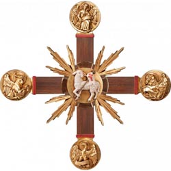 Cruz con evangelistas, cordero pascual y rayo...