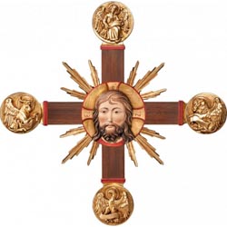 Cruz con evangelistas, cabeza de cristo y ray...