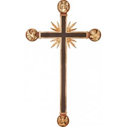 Cruz con evangelistas y rayos en talla de mad...