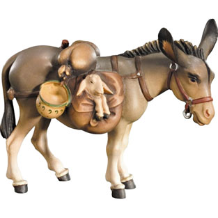 Burro con equipaje en talla de madera de val ...