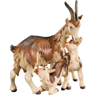 Grupo 3 cabras en talla de madera de val Gard...