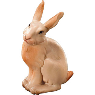 Conejo sentado en talla de madera de val Gard...