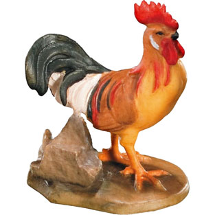 Gallo en talla de madera de val Gardena
