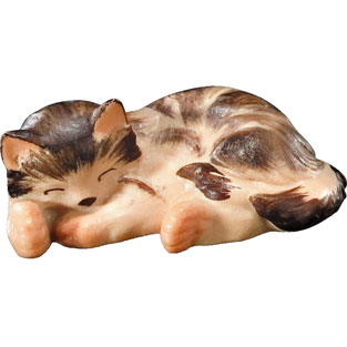 Gatito tumbado en talla de madera de val Gard...