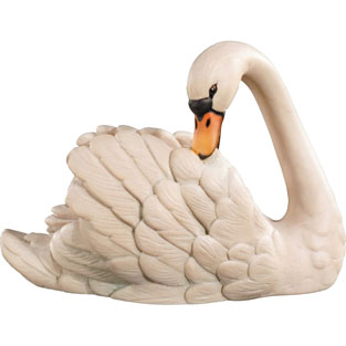 Cisne cabeza hacia atrs en talla de madera d...
