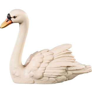 Cisne mirando hacia delante en talla de mader...