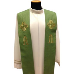 Estola in lana oro barre con ricamo