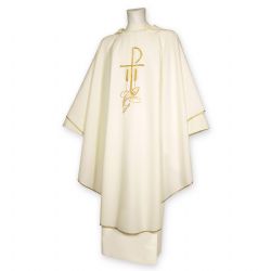 Casulla sacerdotal de raso oro con bordado eu... Casulla sacerdotal de raso oro con bordado eu...