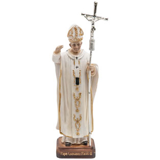 Imagen de San Juan Pablo II en resina policro...