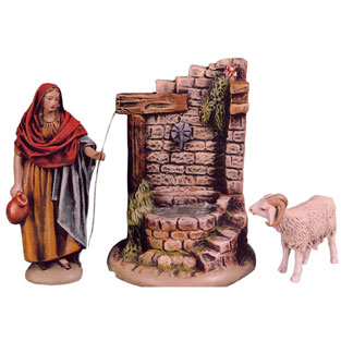Pastora con nfora cordero y fuente