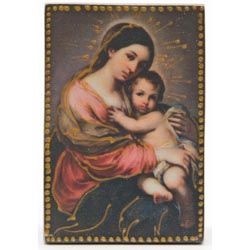 Icono de madera Mesilla Virgen con Nio