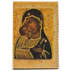 Icono de madera Mesilla Virgen con Nio