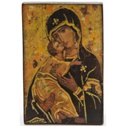 Icono de madera Mesilla Virgen con Nio
