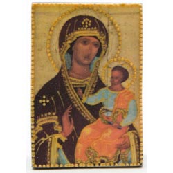 Icono de madera Mesilla Virgen con Nio