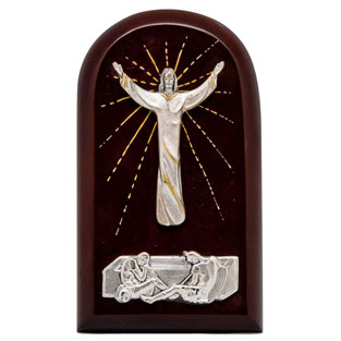Icono de madera Mesilla Resucitado Plateado