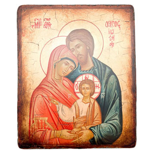 Icono de la Sagrada Familia pintado a mano